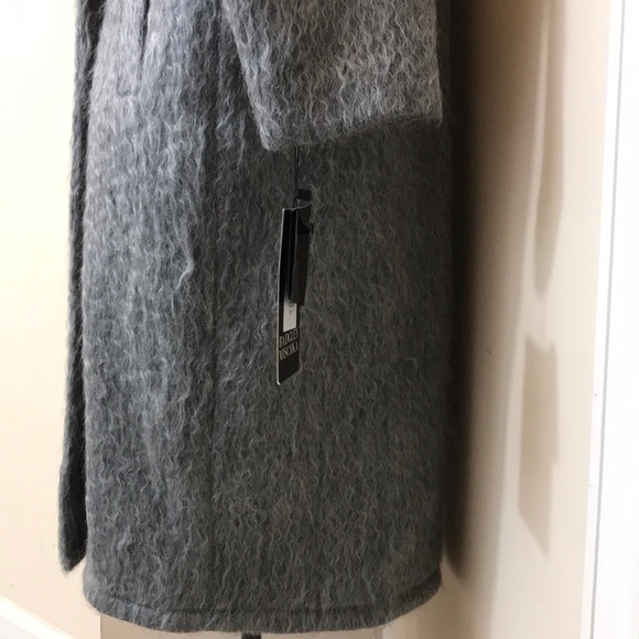 NWT Badgley Mischka Gray Mohair Blend Coat Size L - Picture 4 of 8